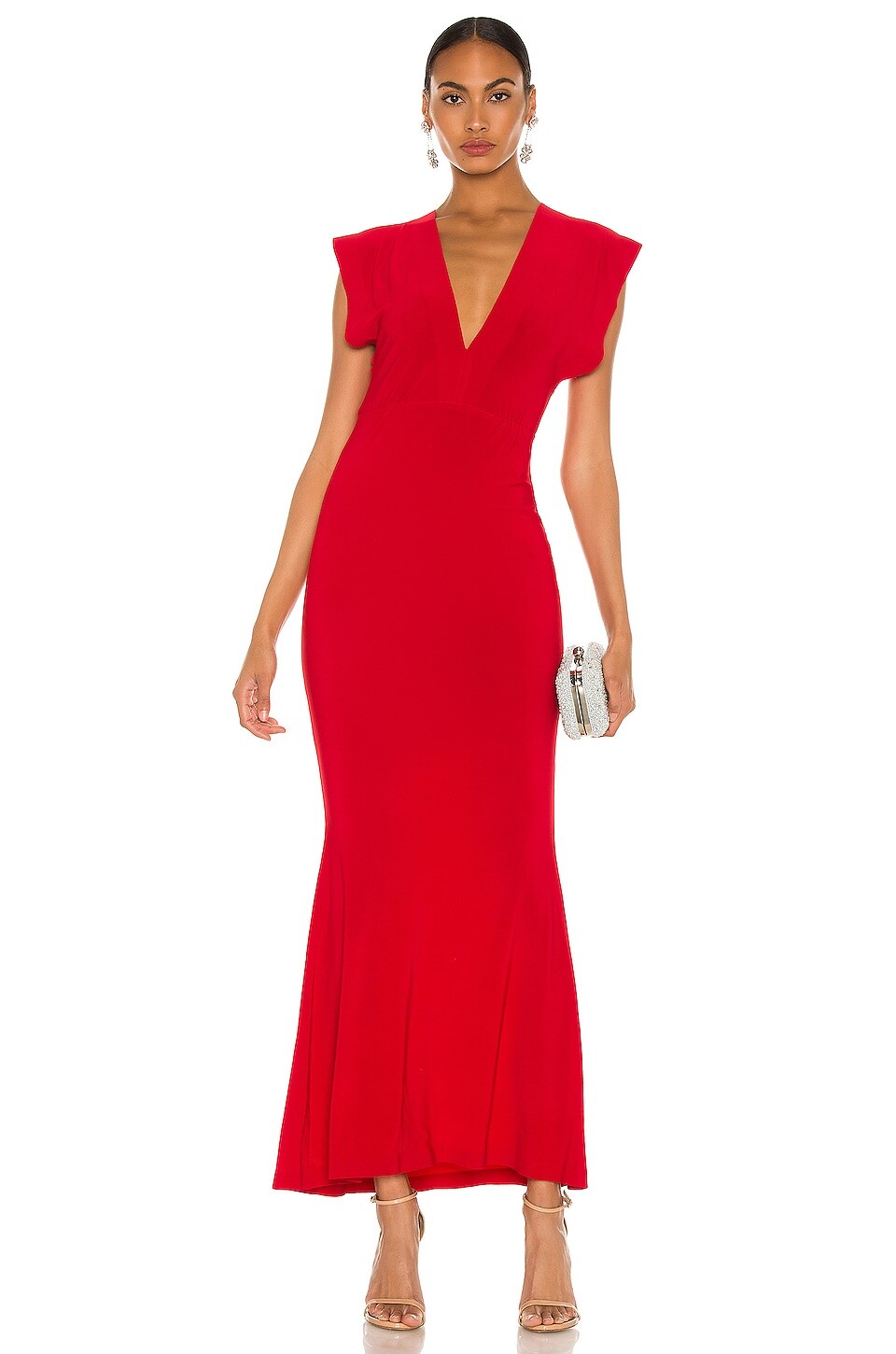 

Платье Norma Kamali x REVOLVE V Neck Rectangle Gown, красный