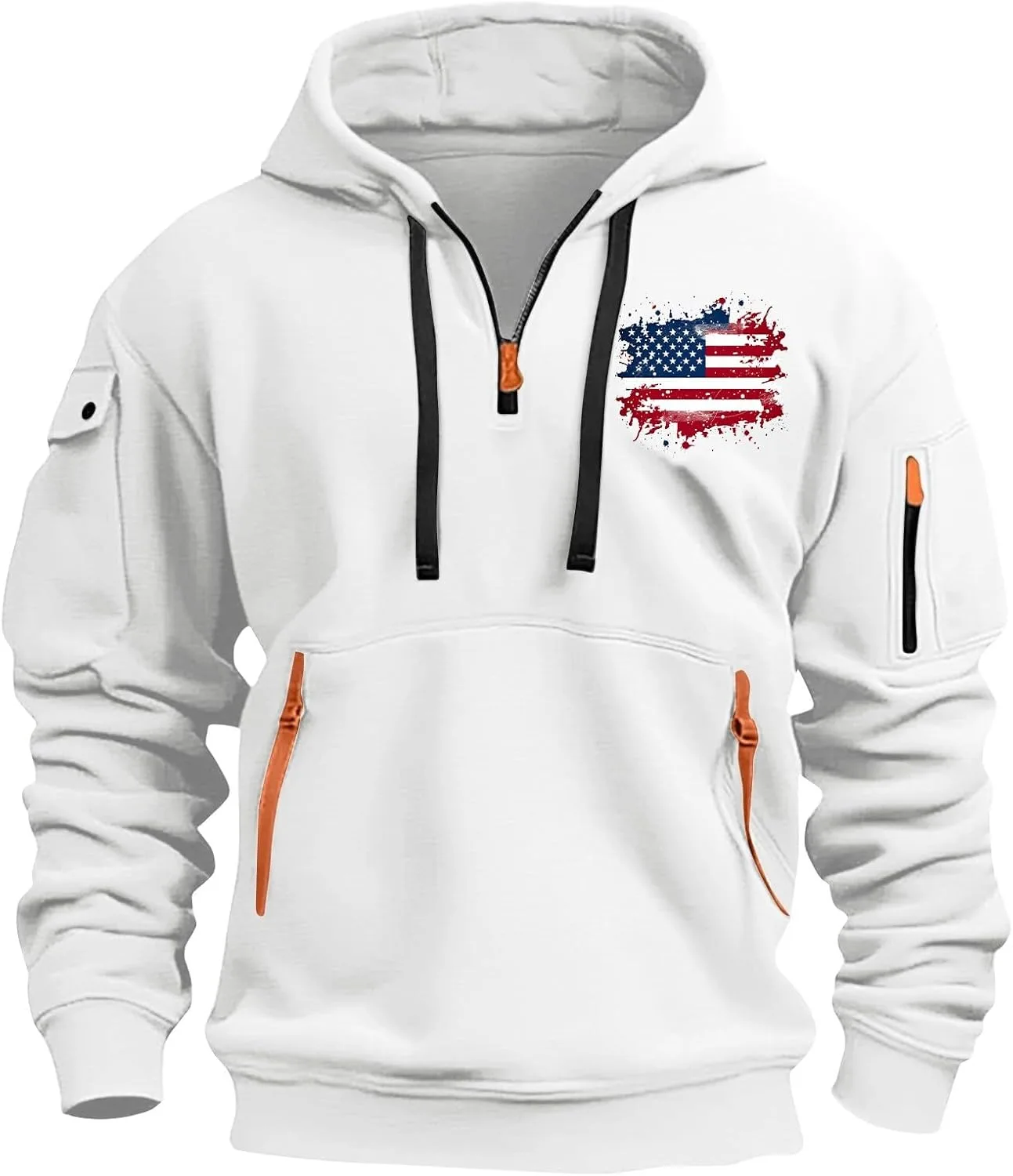 

Толстовка с капюшоном для мужчин Quarter Zip Vintage с длинным рукавом и карманами