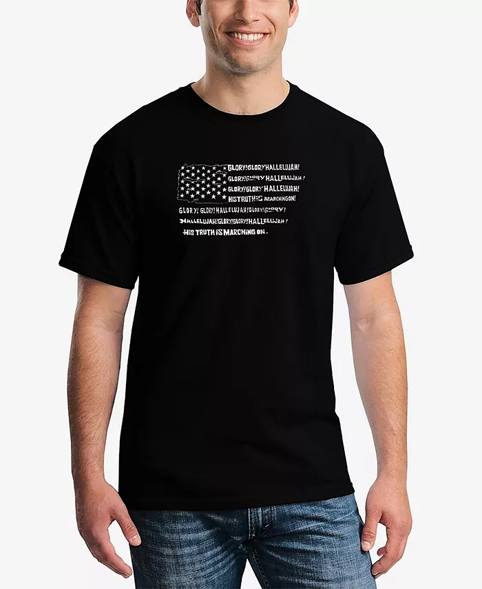 

Мужская футболка с коротким рукавом Glory Hallelujah Flag Word Art LA Pop Art, черный