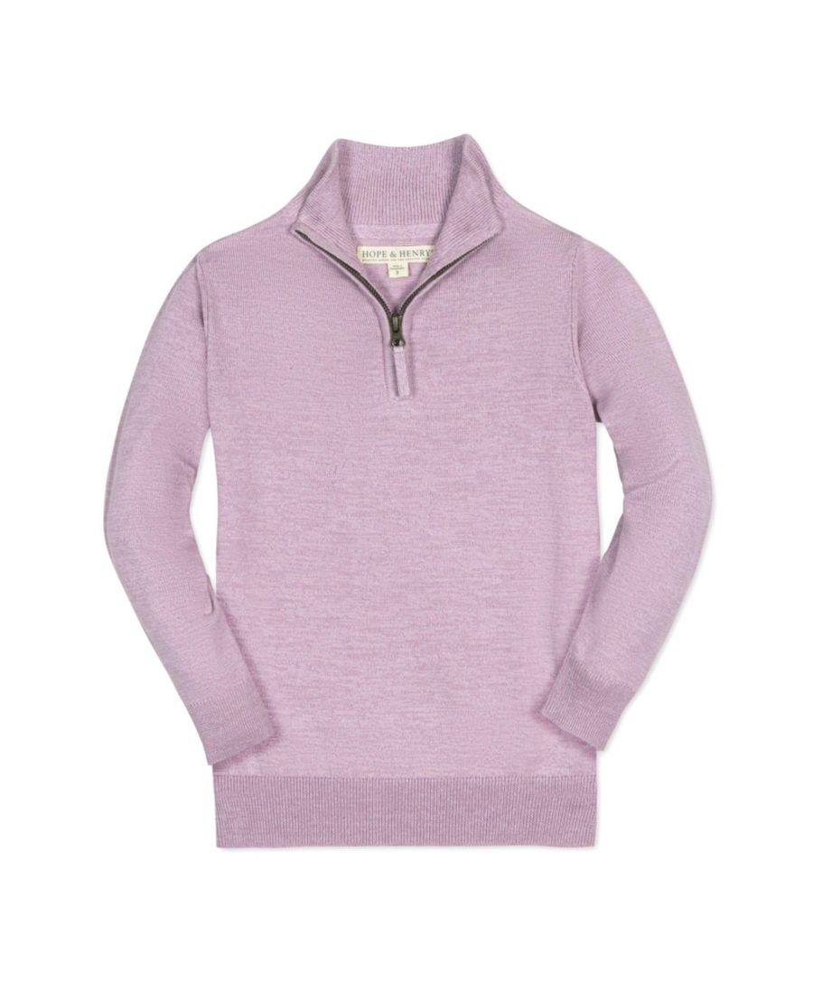 

Детский пуловер из органического хлопка с длинными рукавами и застежкой-молнией до середины груди Hope & Henry, Lavender marl