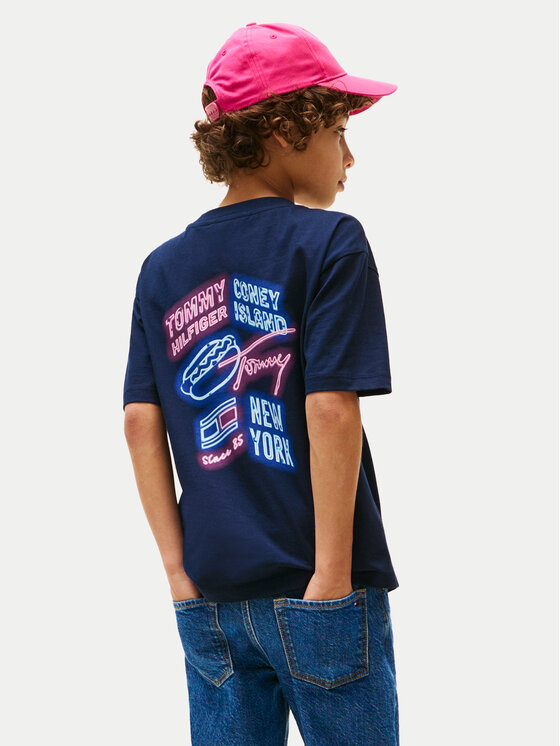 Футболка обычного кроя Neon Graphic KB0KB09849 Tommy Hilfiger, синий — фото 3