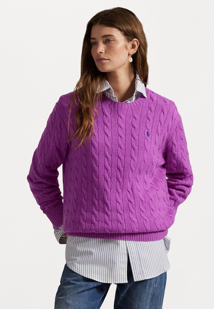 

Джемпер Polo Ralph Lauren CABLE WOOL CASHMERE CREWNECK SWEATER, Fig Purple/Purple