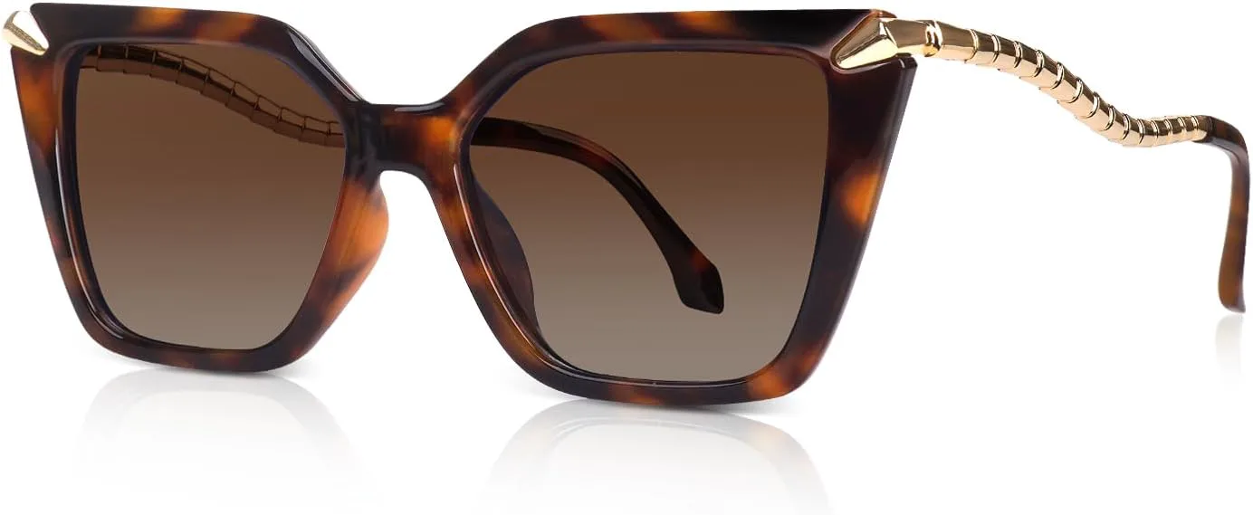 

Солнцезащитные очки DrRelax Big Square для женщин, ретро-модель, поляризованные, с металлическим покрытием, защита от УФ-излучения UV 400, Tortoise/ Gradient Brown