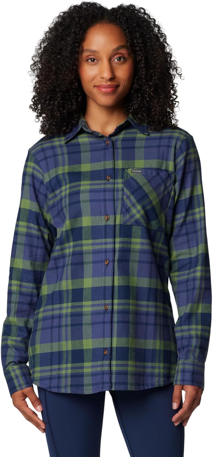 

Columbia Women's Calico Basin фланелевая рубашка с длинным рукавом, Collegiate Navy Multiplaid