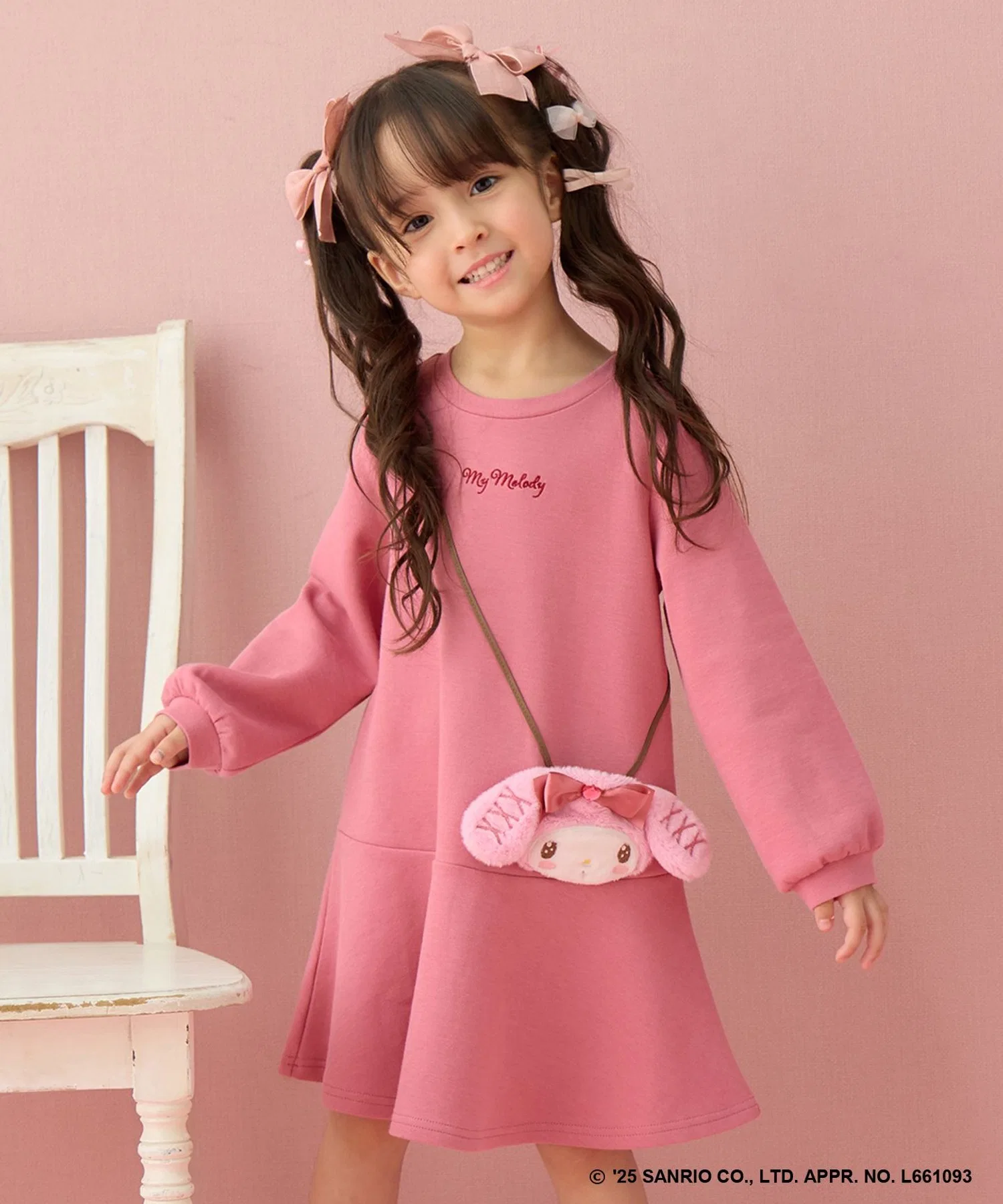 Детское платье-футболка с кармашком My Melody & Kuromi ANY KIDS розовое