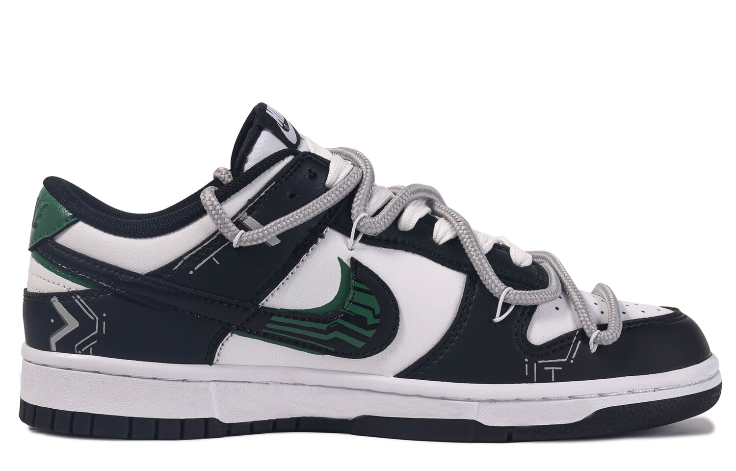 

Кроссовки Nike Dunk Skateboarding Shoes Men Low-top Black And White/green, черный