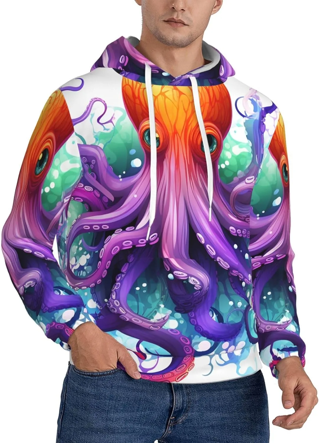 

Мужская флисовая толстовка с капюшоном и карманами HJTRW