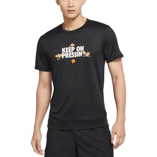 Футболка Nike Dri-Fit Alphabet Printing Round Neck Pullover Short Sleeve Black, черный — фото 3