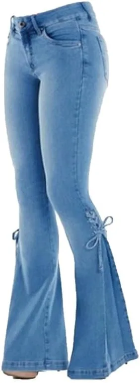 

VIVICOLOR женские джинсы low rise flare stretch bell bottom