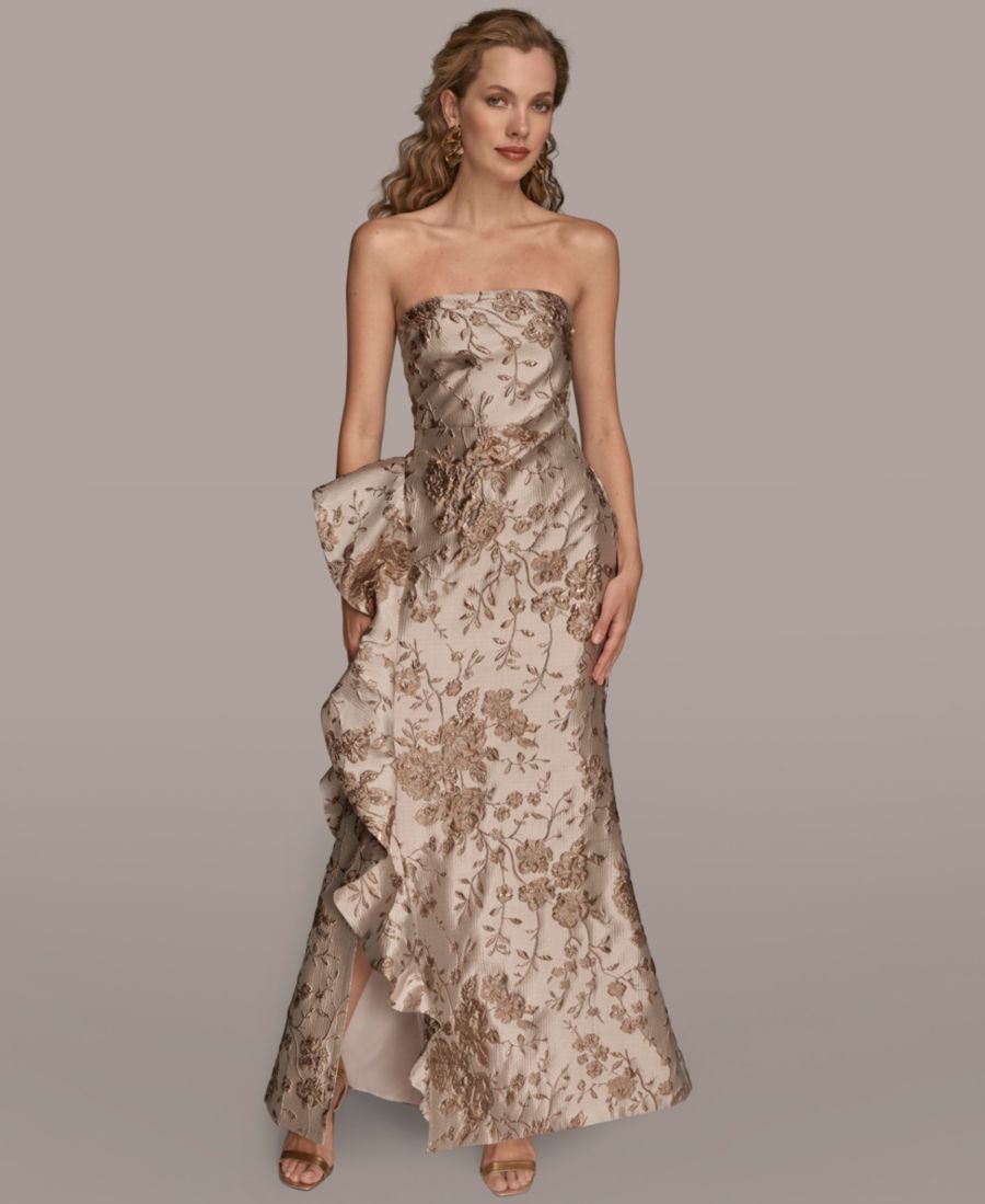 

Женское платье без бретелей с боковыми оборками Donna Karan New York, Shadow pink multi