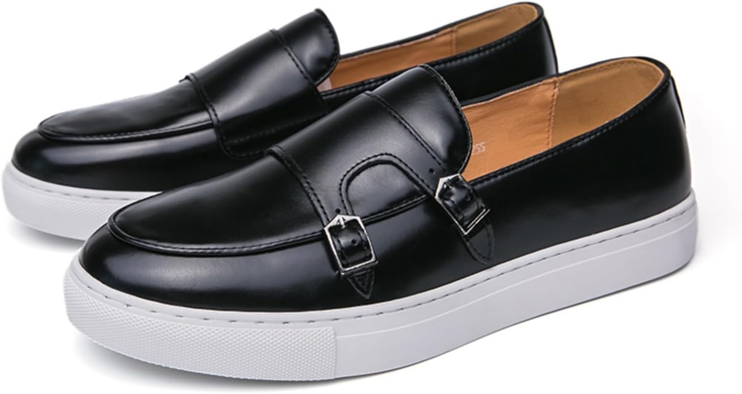 

Мужские лоферы с монк-ремнем - тосканская кожа, массивная подошва с тремя слоями, пряжка из хромированной латуни - на скольжении с наклоном и биомеханическим комфортом для работы и повседневной носки Kpdwfms, черный