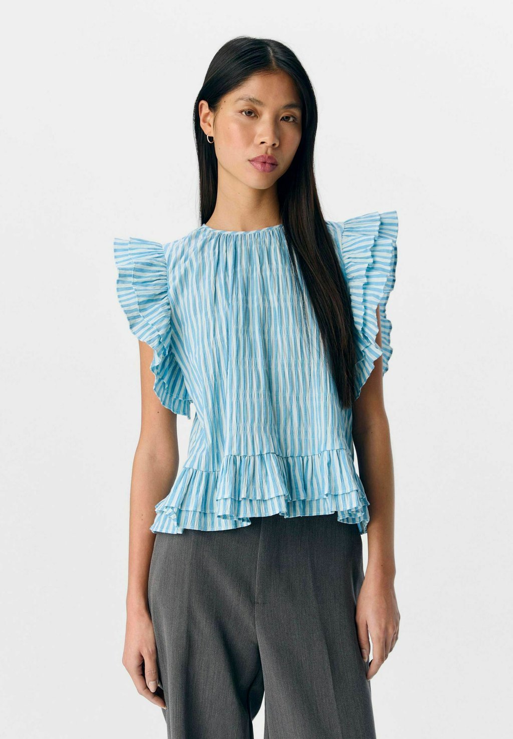

Блуза OBJFINE FRILL Object, синий