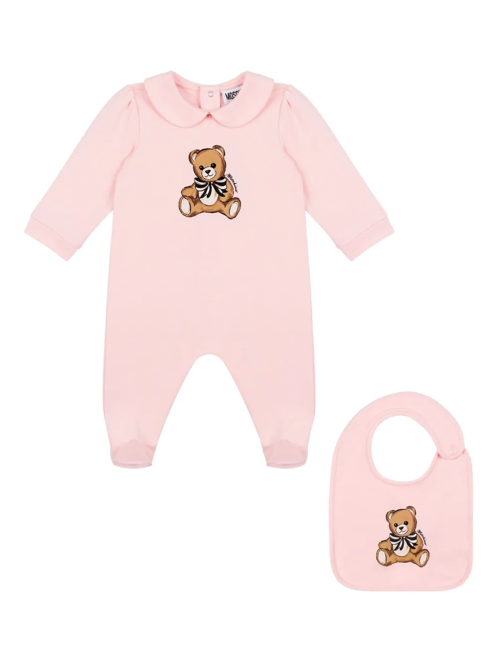 Комплект для новорожденного с узором Moschino Kids, розовый — фото 3