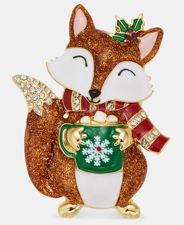 

Брошь в виде лисы с кристаллами и блестками, эксклюзив от Macy's Holiday Lane, multi