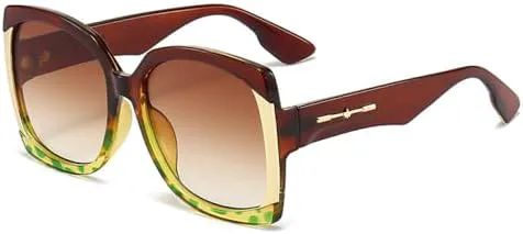 

Квадратные солнцезащитные очки 2027 для женщин, винтажные мужские солнцезащитные очки, зеленые, фиолетовые, с леопардовым принтом, цвета чая, UV400 MTZJH, Tea