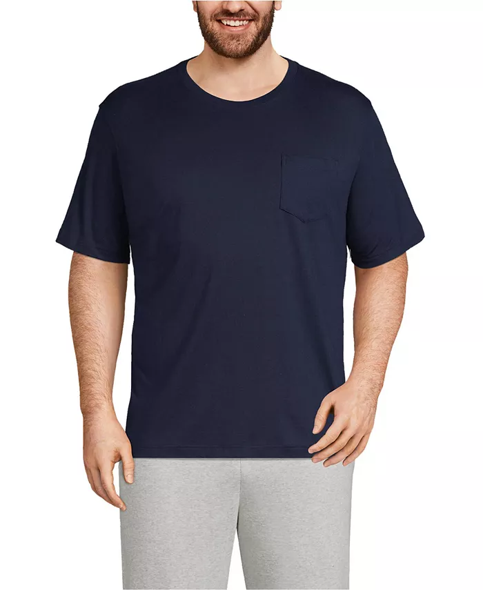 

Футболка с коротким рукавом и карманом Big & Tall Super-T Lands' End, синий
