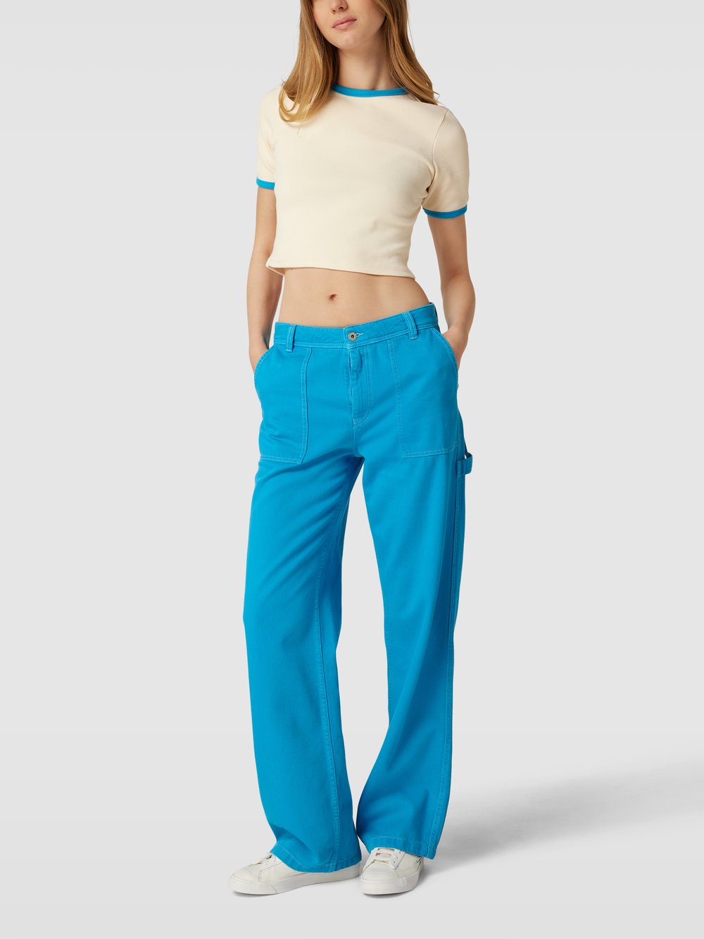 

Укороченная футболка в рубчик Jake*s Casual, кремовый