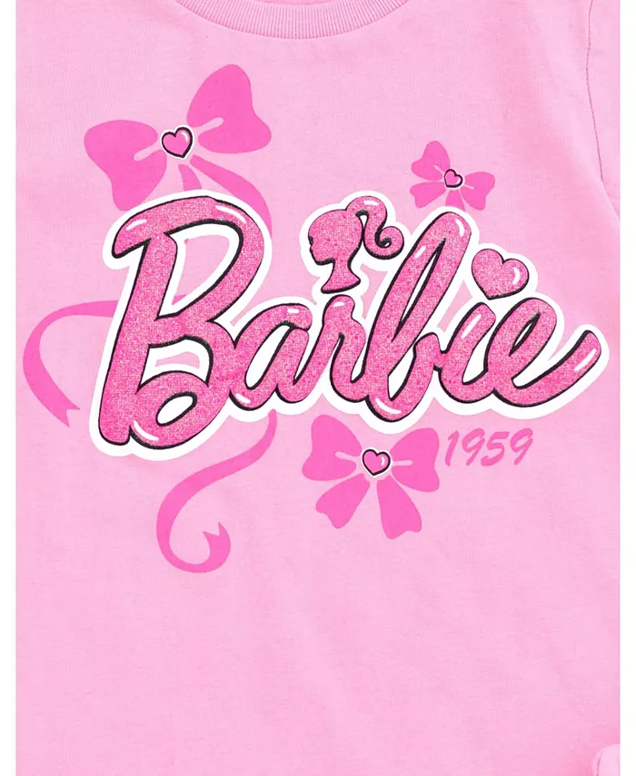Детский комплект: футболка с пеплумом и шорты для девочек Barbie, розовый — фото 4