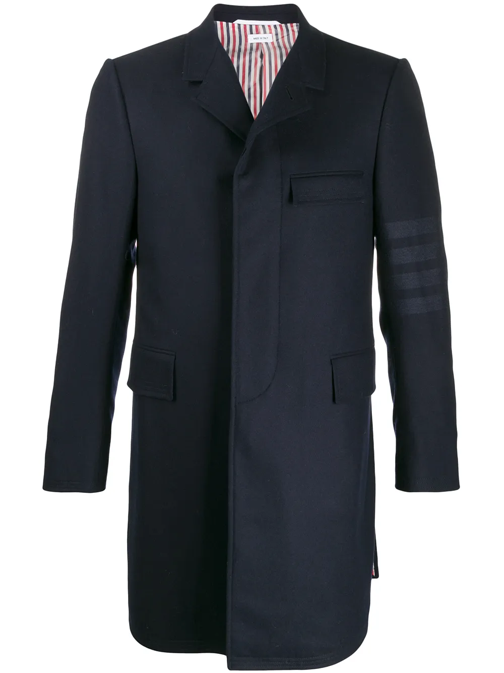 

Пальто Chesterfield с полосками 4-Bar THOM BROWNE, синий