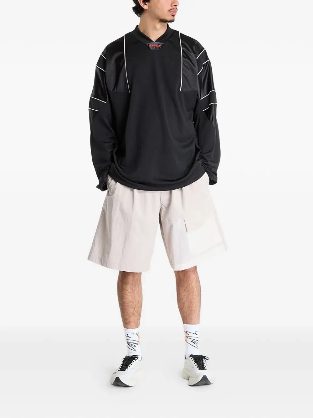 Ночная рубашка, футболка с длинными рукавами Adidas, черный — фото 2