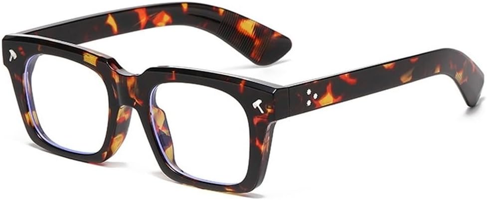 

Винтажные квадратные мужские солнцезащитные очки, модные желто-синие оттенки, защита от ультрафиолета UV400, женские трендовые очки в стиле панк с заклепками SKFGNX, Leopard Clear