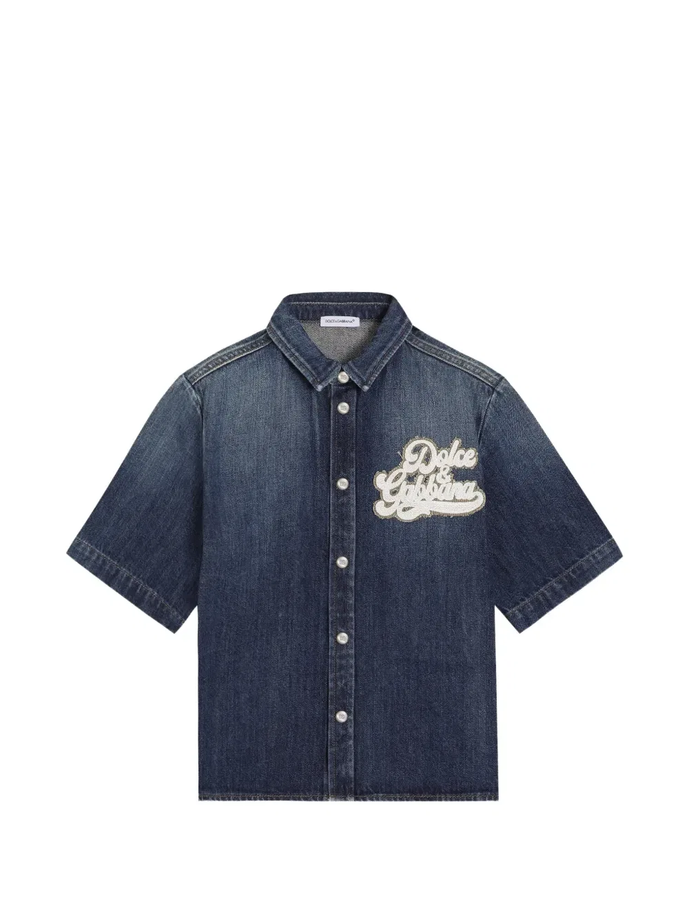 Джинсовая рубашка с нашивкой Dolce & Gabbana Kids, синий