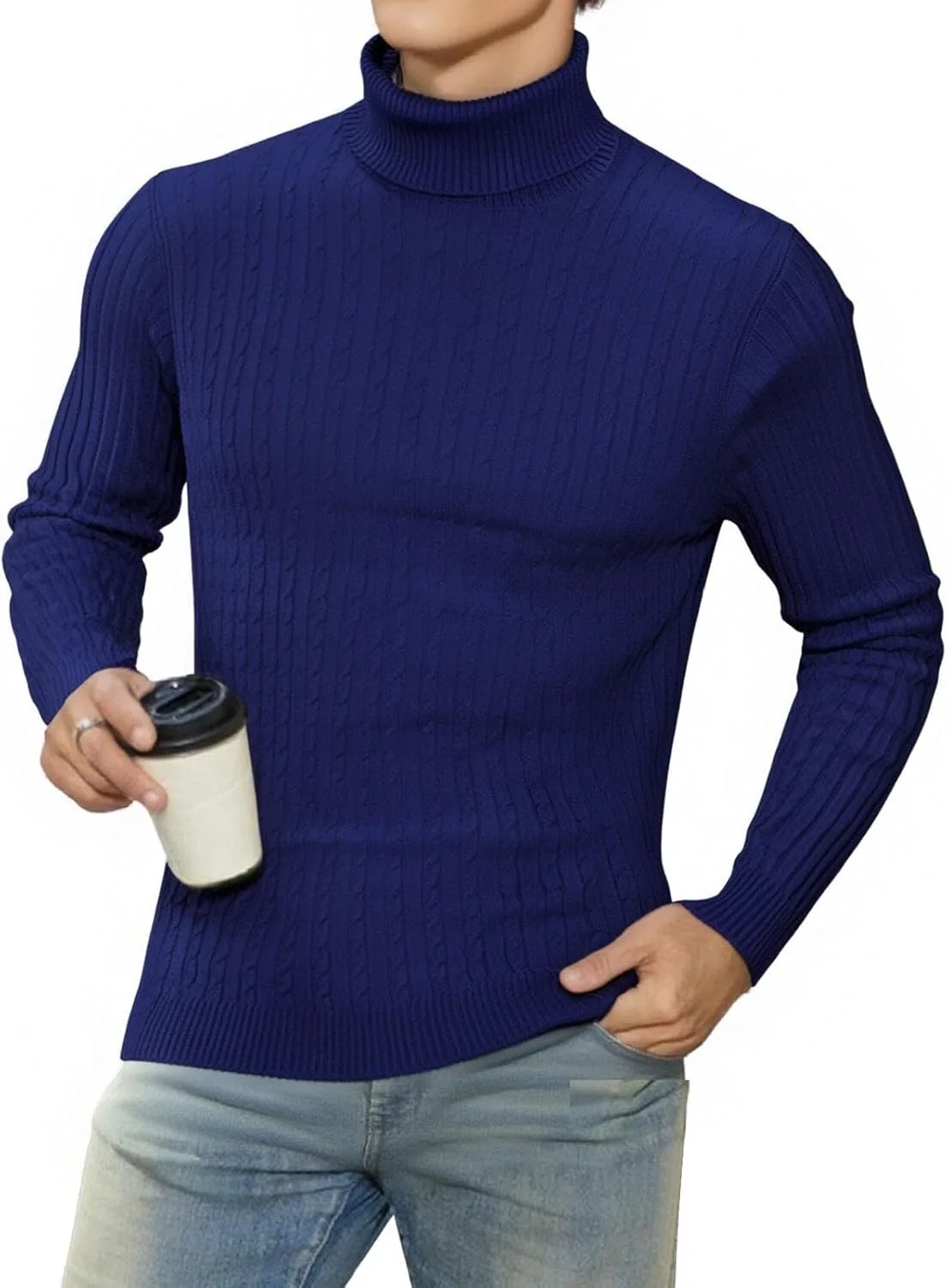 Мужской водолазка с длинным рукавом Slim Fit — фото 3