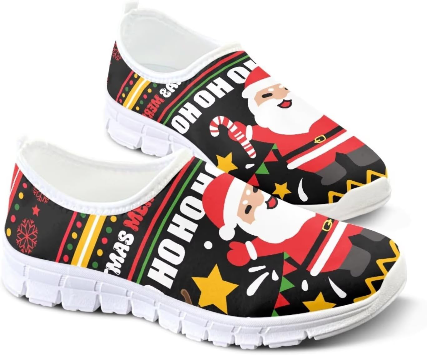 

Легкие женские кроссовки без застежек для ходьбы, унисекс, модные повседневные кеды Fonplted, Santa Claus