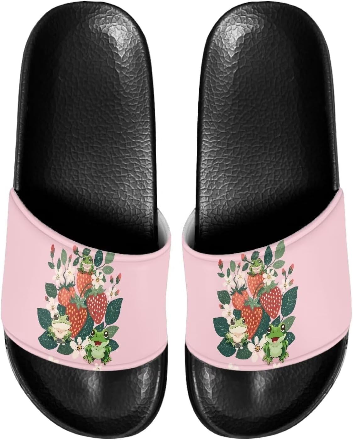 

Сланцы для женщин на плоской подошве с открытым носком, удобные пляжные сандалии, тапочки Judentidos, Funny Strawberry Frog