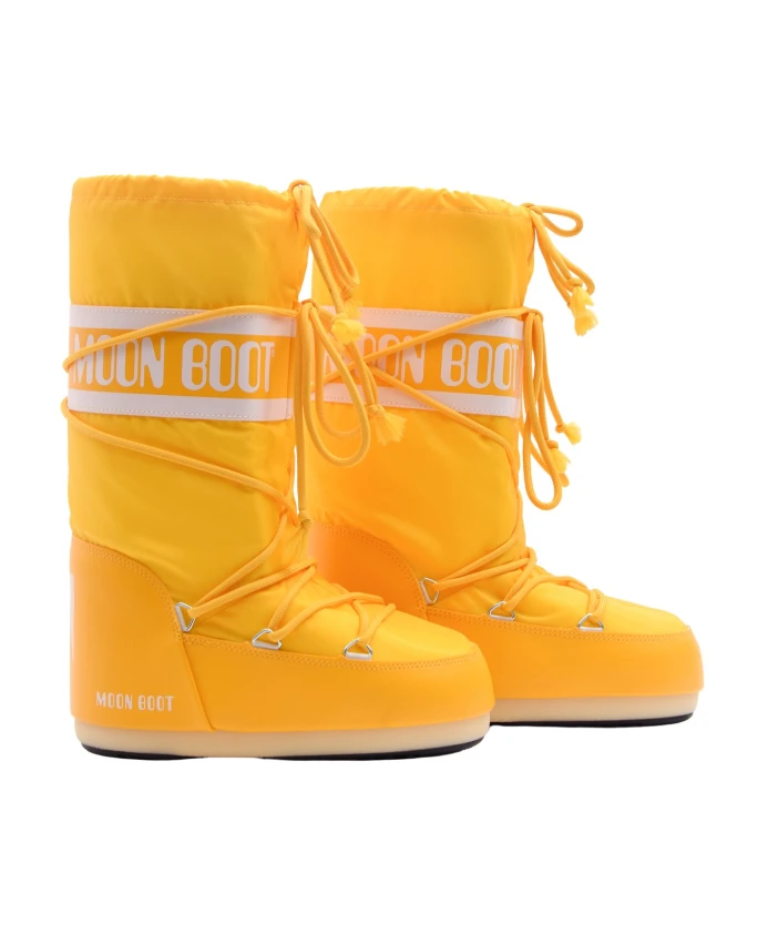 

Желтые нейлоновые зимние сапоги | Стиль иконки длины икры Moon Boot, желтый