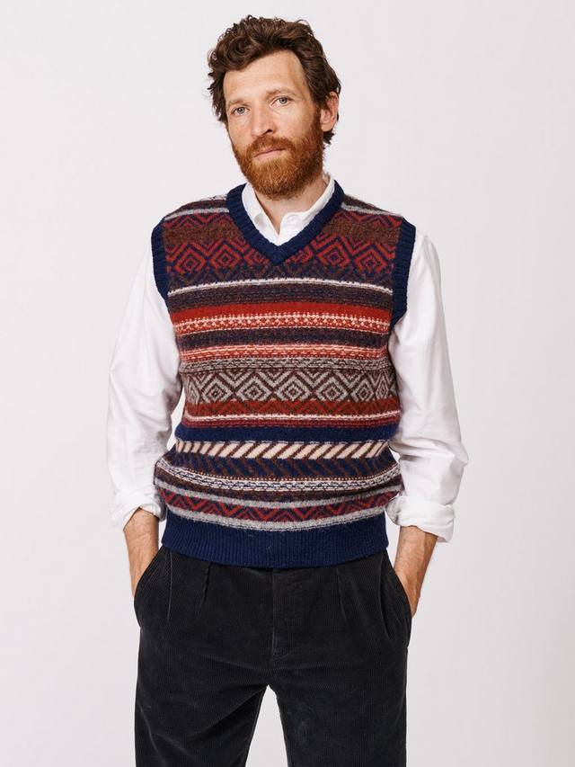 

Ферфайл безрукавка свитер Aubin, Navy/Red