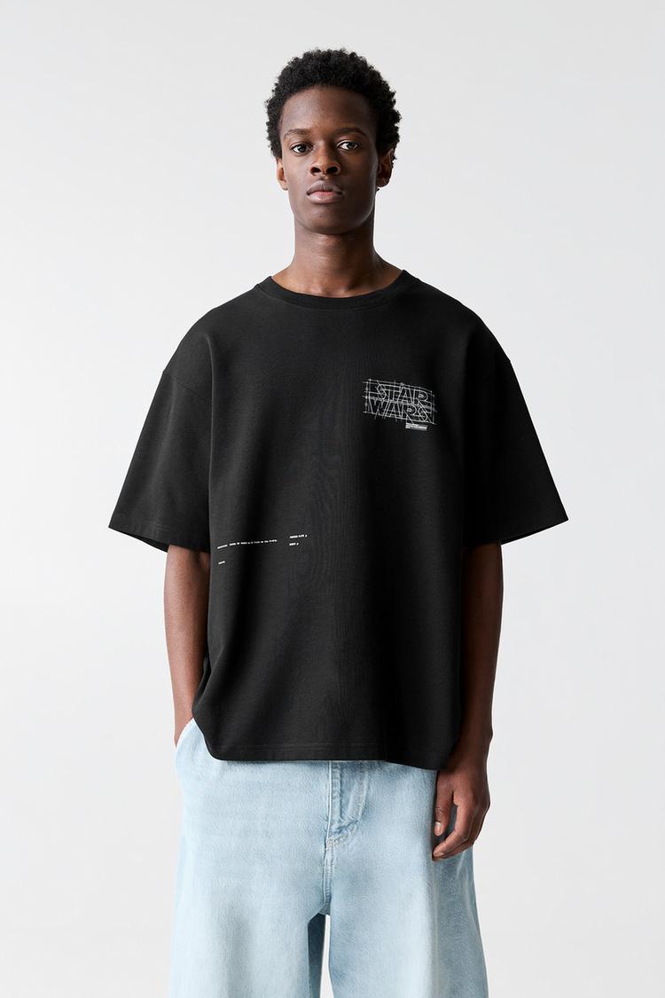 

Толстовка с коротким рукавом Звездные войны Pull And Bear, черный