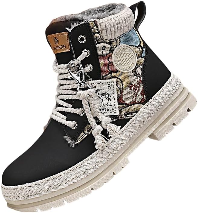 

Мужские стильные зимние ботинки, непродуваемые противоскользящие высокие ботинки на шнуровке для прогулок, треккинга и походов, осень и зима Hchctry, черный