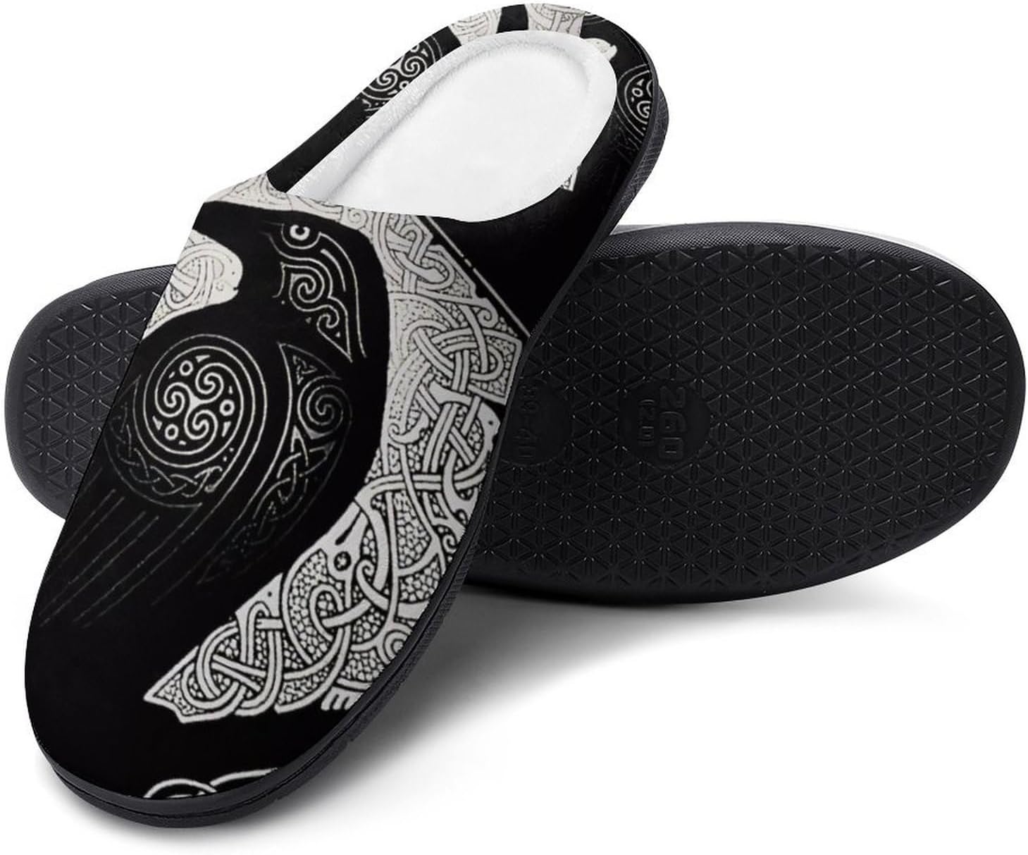 

Мужские домашние хлопковые тапочки для спальни и гостиной / моющиеся, зимние теплые пушистые домашние тапочки, интересные нескользящие тапочки викинга Yxhzyhy, Raven