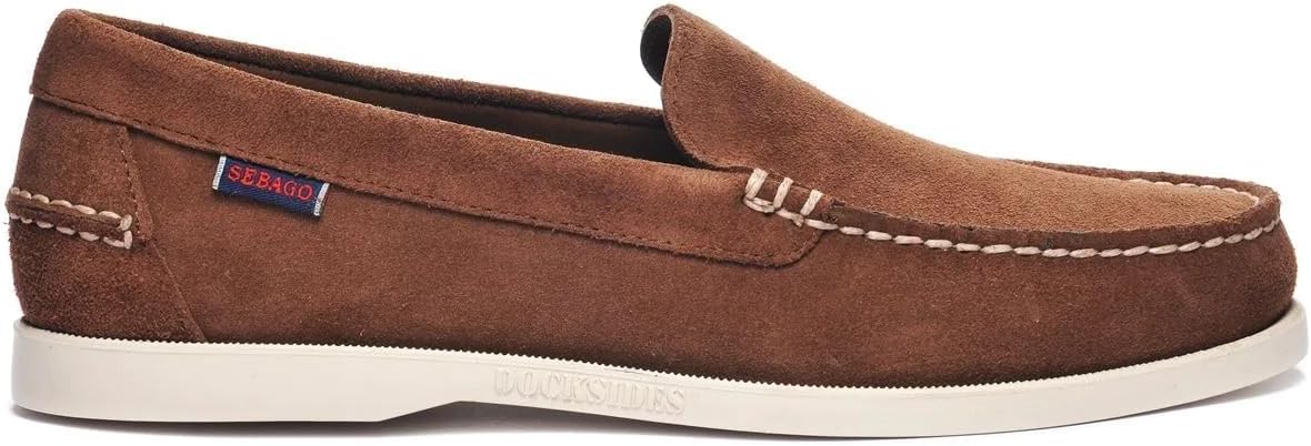 Мужские лоферы Sebago Frank Boat Roughout - ручная работа из нубуковой кожи с кожаной внутренней отделкой и резиновой подошвой с протектором, не оставляющей следов и не скользящей, темно-коричневый — фото 2