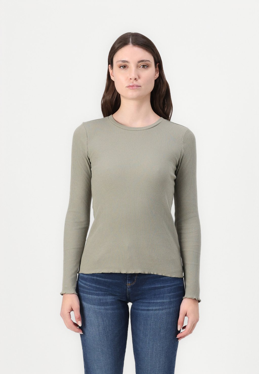 

Топ с длинными рукавами SLFANNA CREW NECK Selected Femme, оливковый