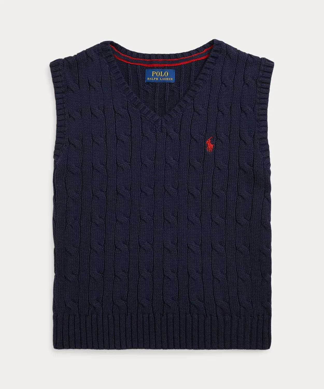 Детский жилет-свитер из хлопка с косами Polo Ralph Lauren, тёмно-синий — фото 2