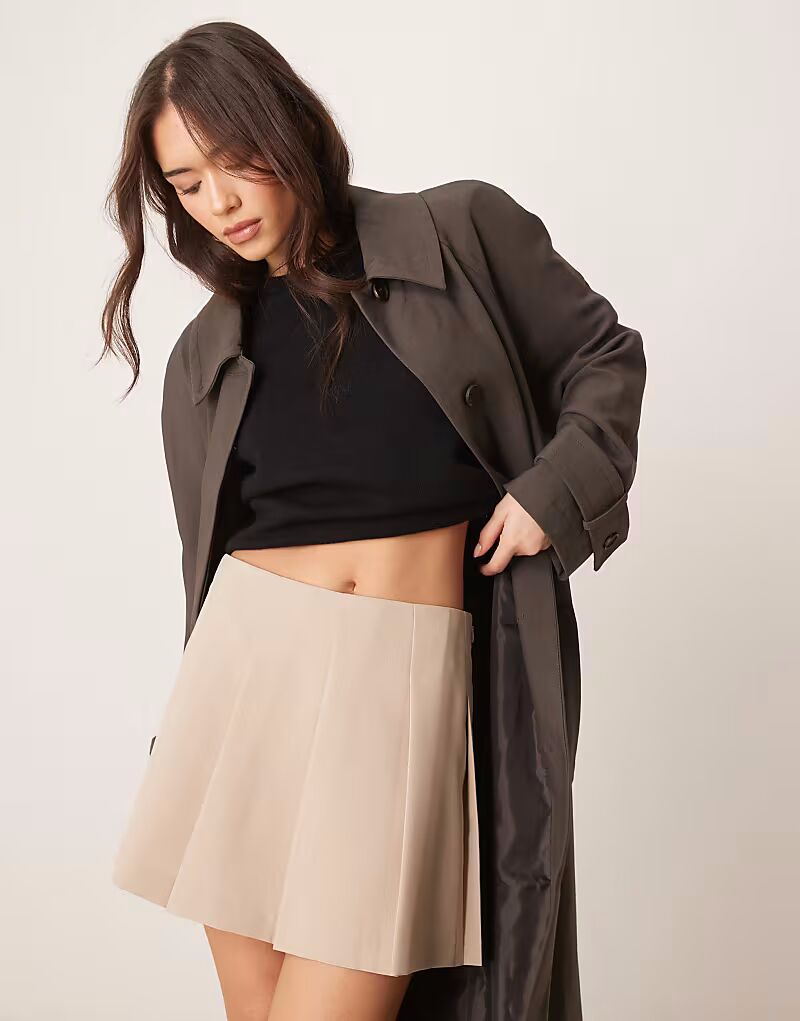 

ASOS DESIGN приталенная плиссированная мини-юбка в каменном цвете