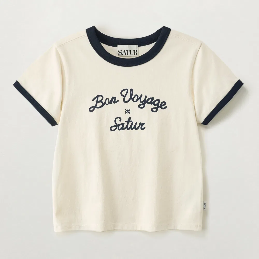 Детская футболка Ringer Voyage кремовая от Satur Kids — фото 3