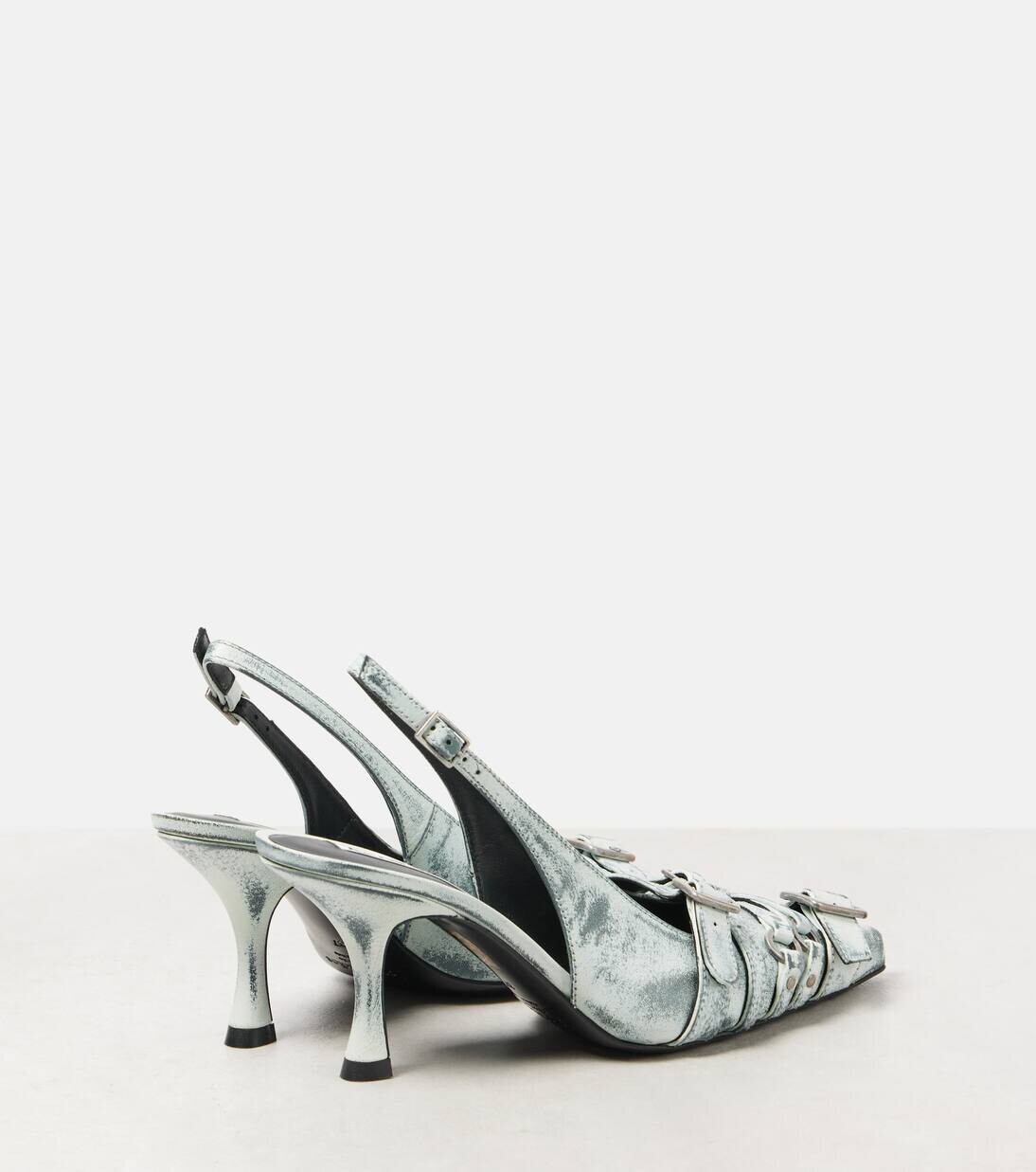 Кожаные туфли-лодочки с открытой пяткой Acne Studios, цвет white/black — фото 2