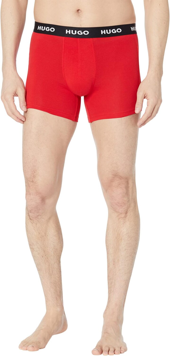 

Боксеры BOSS HUGO 3-Pack Jersey Boxer Briefs, цвет Black/Racer Red/White
