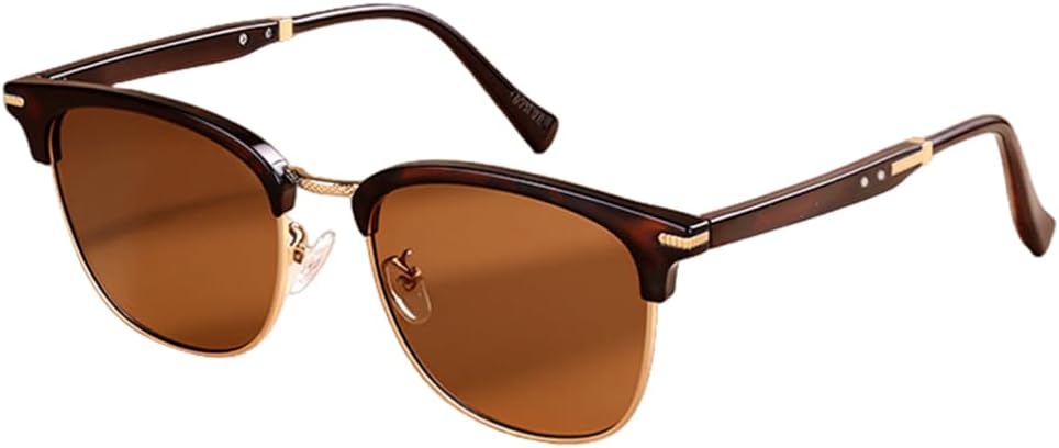 

Классические поляризованные солнцезащитные очки для мужчин и женщин в стиле ретро с полуободковой оправой, защита от УФ-излучения UV400, мужские очки для вождения VFDHN, Tea C4