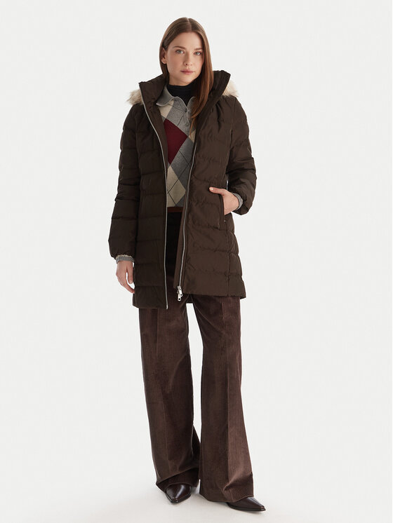 Пуховик slim fit WW0WW47540 Tommy Hilfiger, коричневый — фото 2