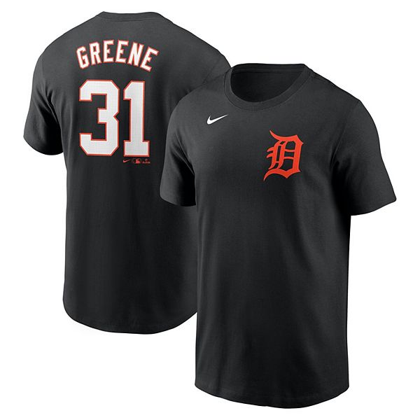 

Футболка мужская Riley Greene черная Detroit Tigers Fuse Name & Number Nike