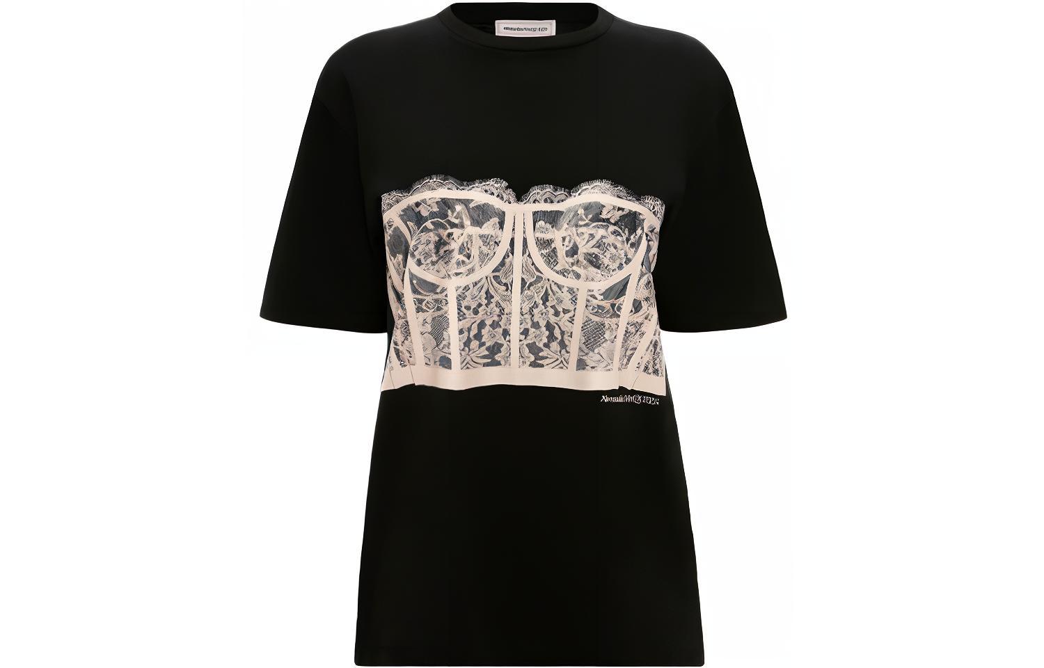 

Кружевной корсетный свитшот Alexander McQueen, черный