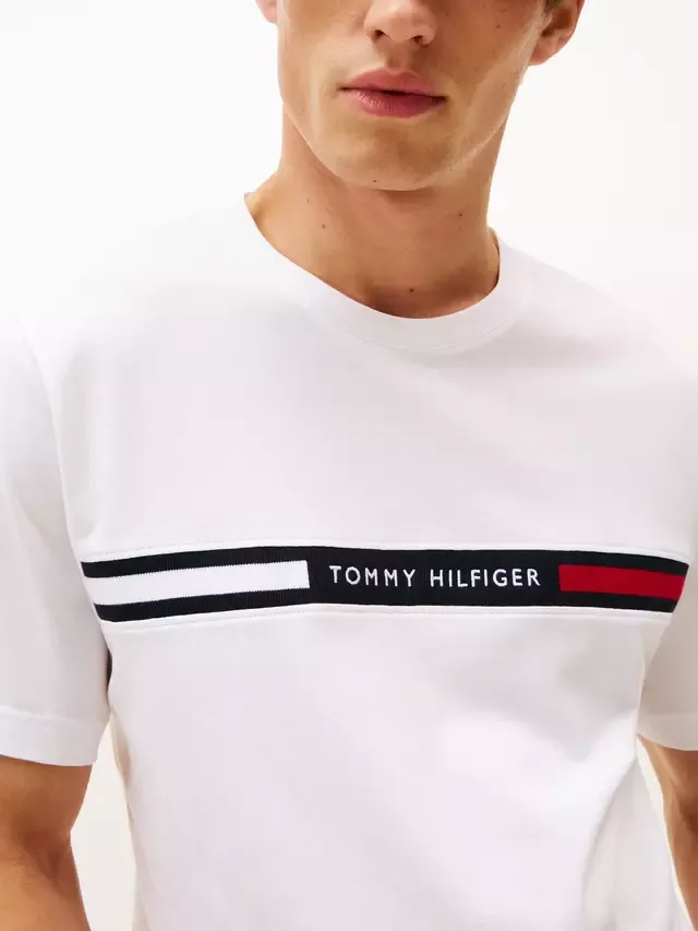 Футболка с вышитым логотипом, белая Tommy Hilfiger — фото 4