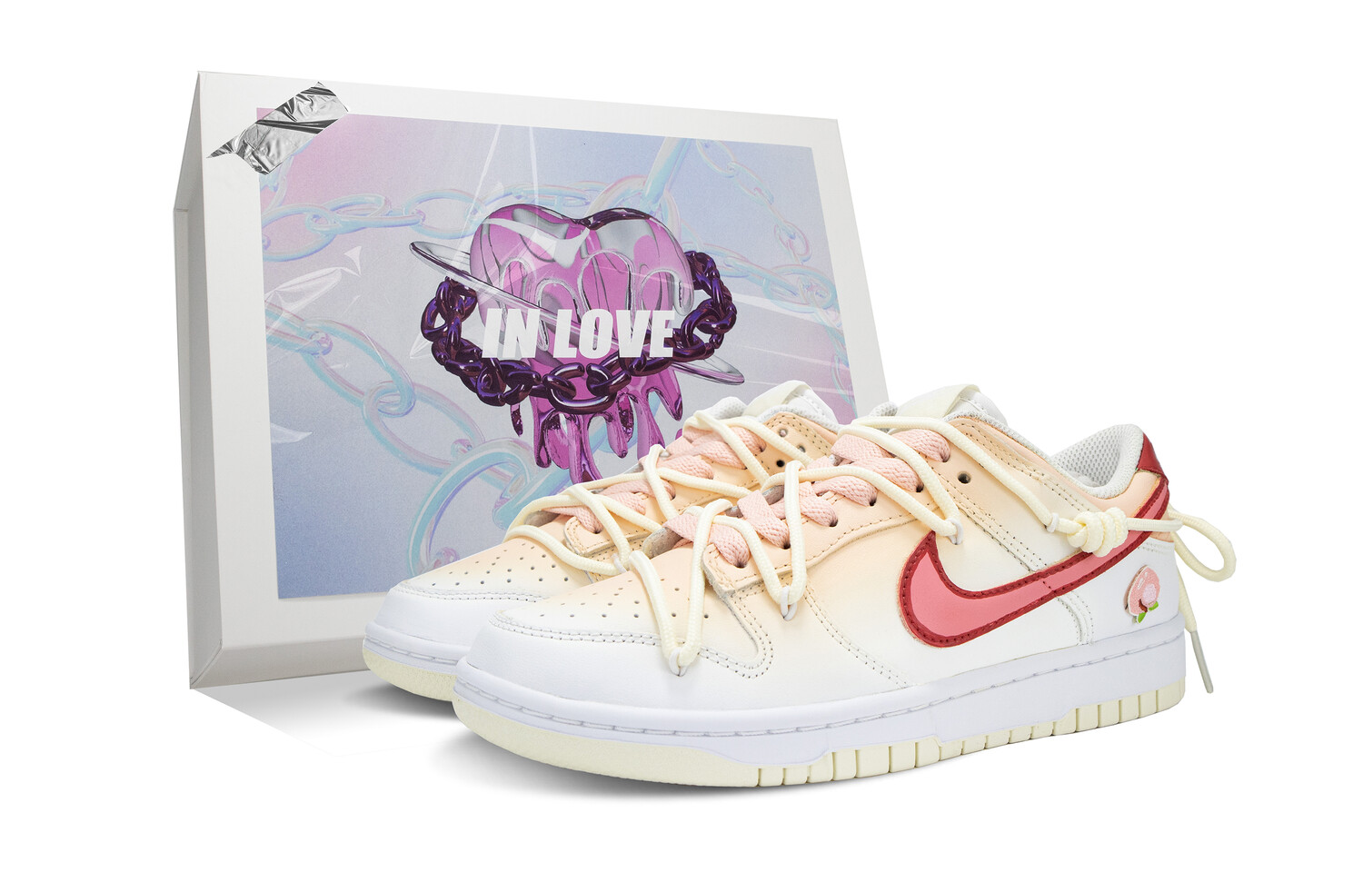 

Кроссовки Nike Dunk Skateboarding Shoes Women's Low-top White/pink/red, розовый