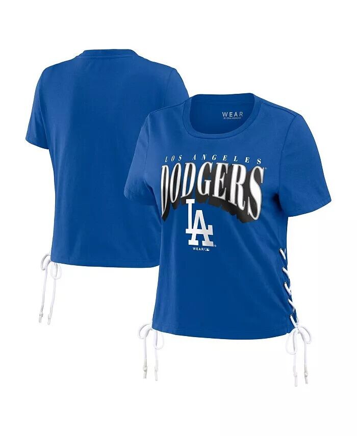 

Женская футболка Royal Los Angeles Dodgers Side Lace-Up Cropped WEAR by Erin Andrews