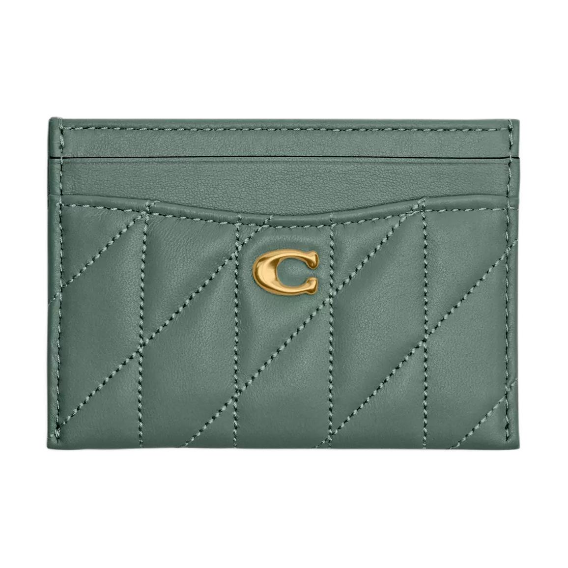 

COACH Мини-визитница из натуральной кожи наппа с латунью в шалфейном цвете, Brass with Sage