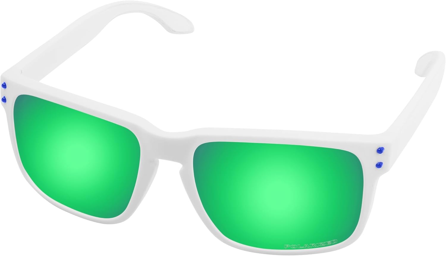 

Квадратные поляризованные солнцезащитные очки для мужчин и женщин, для активного отдыха, вождения, езды на велосипеде, с линзами, защищающими от УФ-излучения UV400 LenzReborn, White Frame Blue Rivet Lawn Green Lens